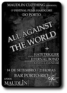 cartaz 1º Festival Hardcore do Porto, Porto-Rio, 14Set, 21h