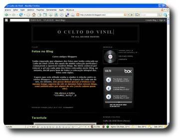 printscreen do blog O Culto do Vinil