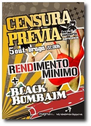 cartaz: no Censura Prévia, Braga, 5Out, 22h