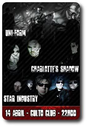 uni-form, Star Industry, Charlotte's Shadow, Culto, Cacilhas, 14Abr, 22h