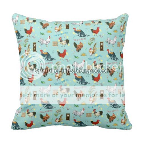 Cute Seamless Roosters Pattern Cartoon Pillow