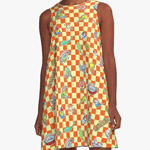 Budgie parrot pattern A-Line Dress