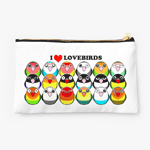 Cute lovebird color mutations cartoon pouch