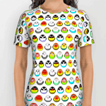 Cute lovebird color mutations cartoon all over print shirt