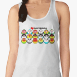 Cute lovebird color mutations cartoon tank top