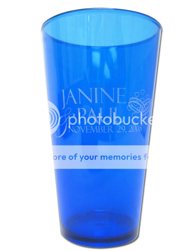 product 16 oz plastic pub glasses with a one color imprint of your 