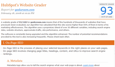 HubSpot's Website Grader